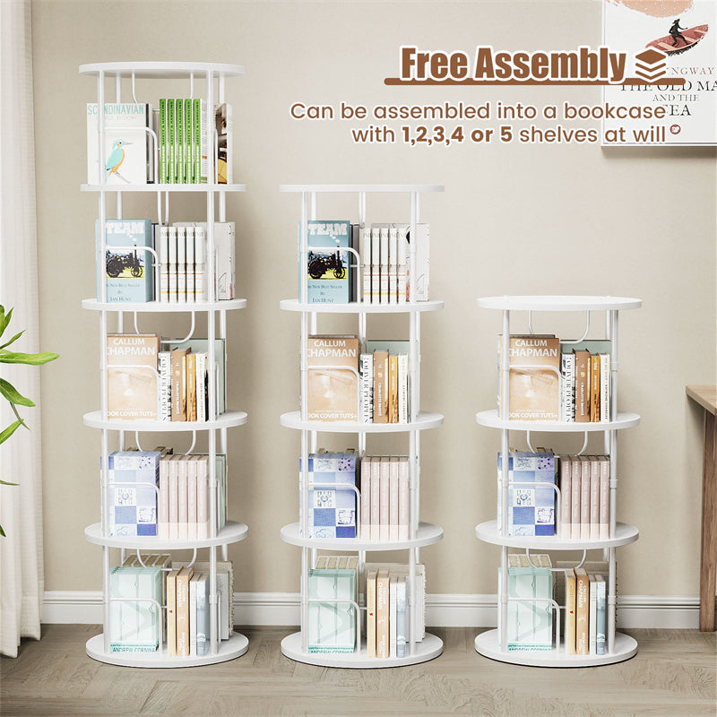 Flying Bookcase Flycity 5 Tier Rotating Bookshelf, 360° Display Rotating Bookcase Corn ...