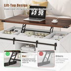 Flycity Lift Top Coffee Table, Lift up Coffee Table with Storage and Sliding Door, Farmhouse Center Table for Living Room Bedroom, White