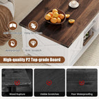 Flycity 48" Farmhouse Lift Top Coffee Table with Storage Sliding Barn Door, Lifting Tabletop Rustic Center Table with Large Hidden Compartment for Living Room, White & Brown