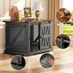 Flycity 39.4''Farmhouse Dog Crate Furniture with Sliding Door, Heavy Duty Dog Crate for Small Medium Dogs, Wooden Dog Kennel Indoor with 3 Doors, Decorative Pet House End Table for Living Room, Black