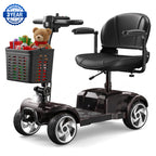 Flycity 24V 4 Wheel Mobility Scooter for Seniors, Foldable 20 Miles Long Range Electric Scooter with LED Lights and Basket, 12Ah Electric Powered Wheelchair Device for Adults, Black
